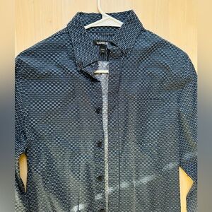 Express Black and White Dress Shirt | Fitted